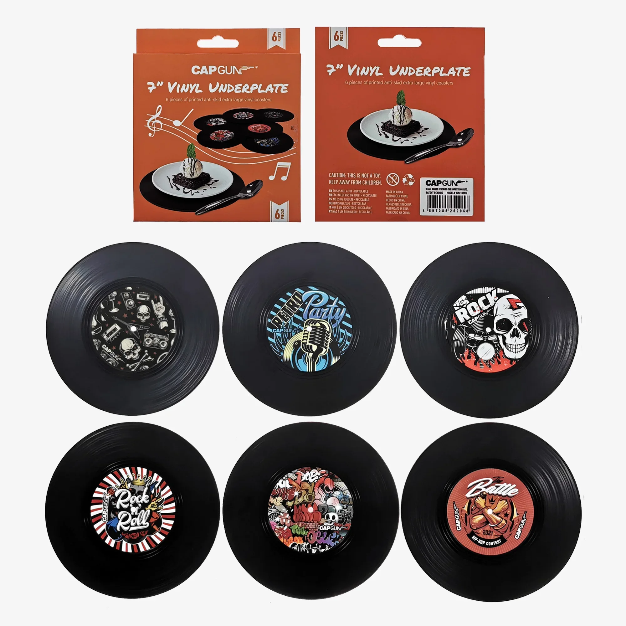 Retro Cup Mat 6pcs Anti-slip Vinyl Record Coasters Music Drink Holder Mug Table Placemat Heat-resistant Non Slip ROCKABILLY Rock