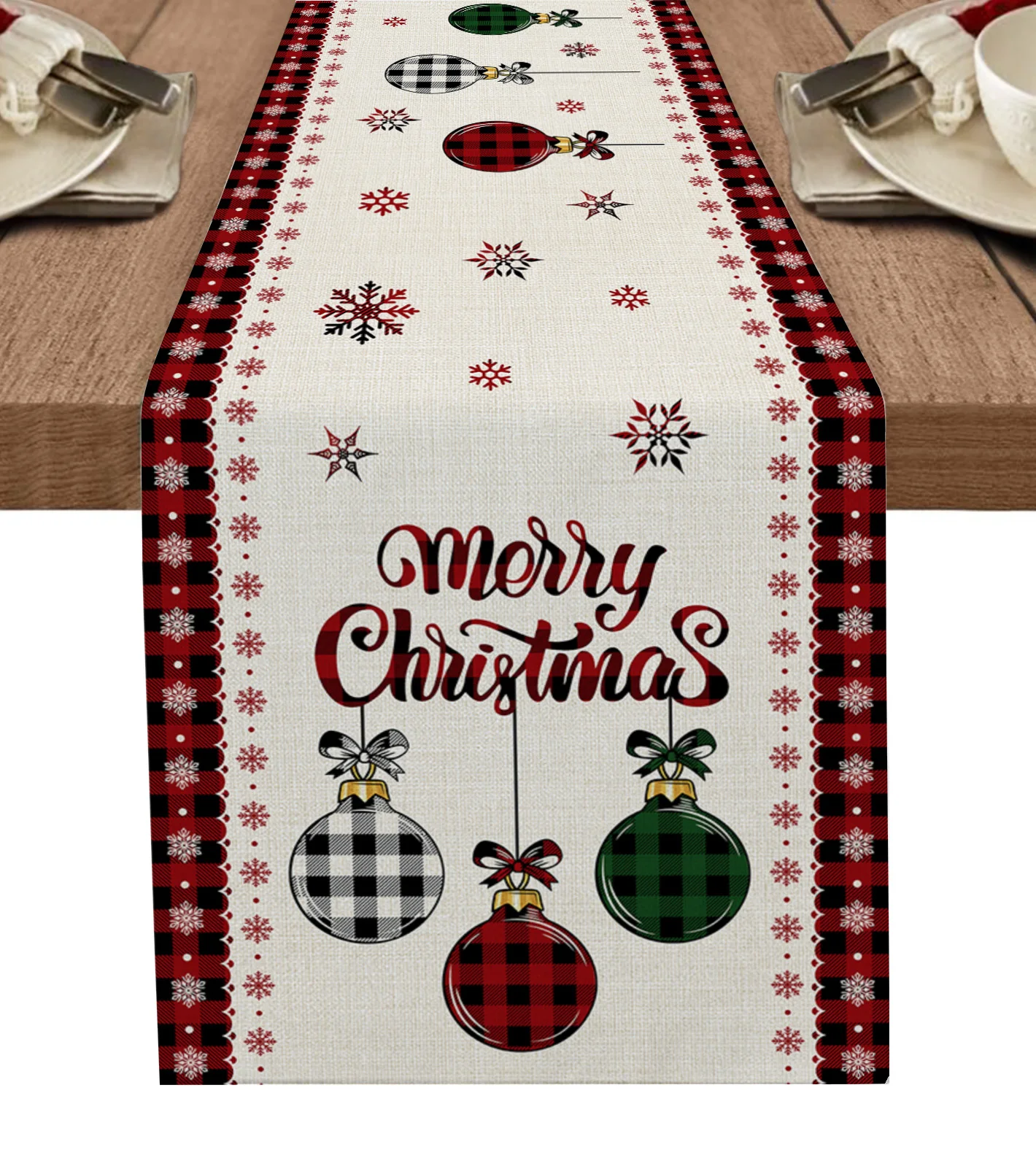 

Christmas Tree Christmas Ball Party Festival Table Runner Kitchen Table Flag Tablecloth Holiday Placemats Printed Table Cover