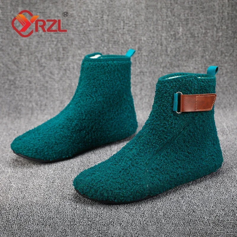 YRZL Winter Cotton Shoes Men Ankle Boots Warm Slip on Lightweight Slippers Men Plush Indoor Cotton Loafers Men Winter Warm Shoes