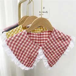 Plaid Dots Fake Collar Scarf for Women Neckerchief Scarves Shirt Detachable Collars Blouse Sweater Shawls Decoration Accessories