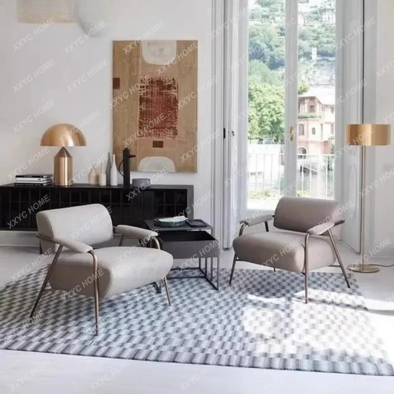 

Легкое роскошное кресло из нержавеющей стали, одноместное, для приемной, балкона, спальни, для отдыха.