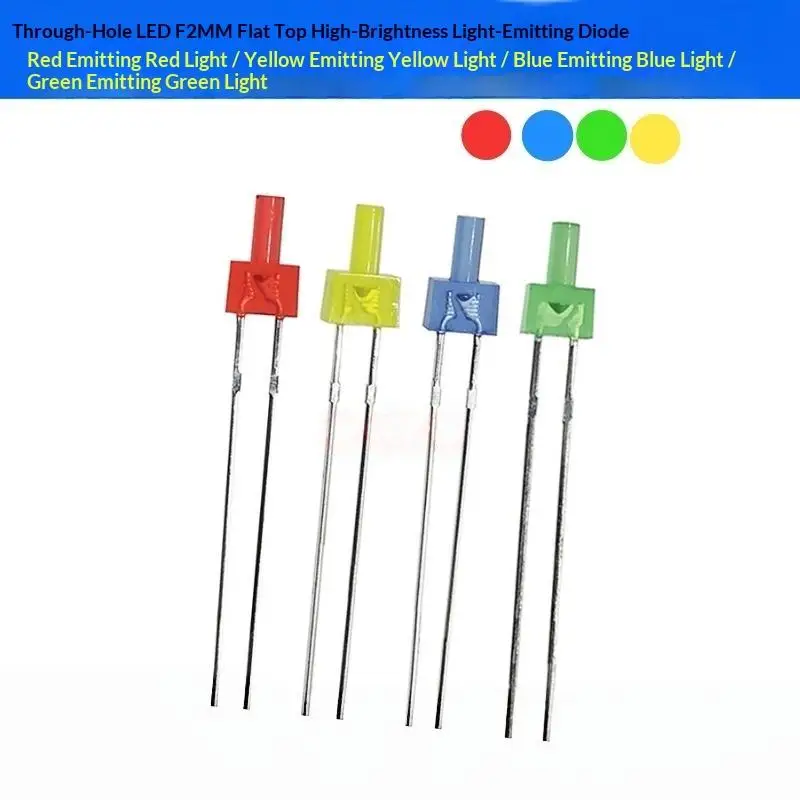 20pcs Multicolor 2mm Flat Top Led Diffused/Water Clear Red Yellow Blue Green White Orange LED Light Lamp