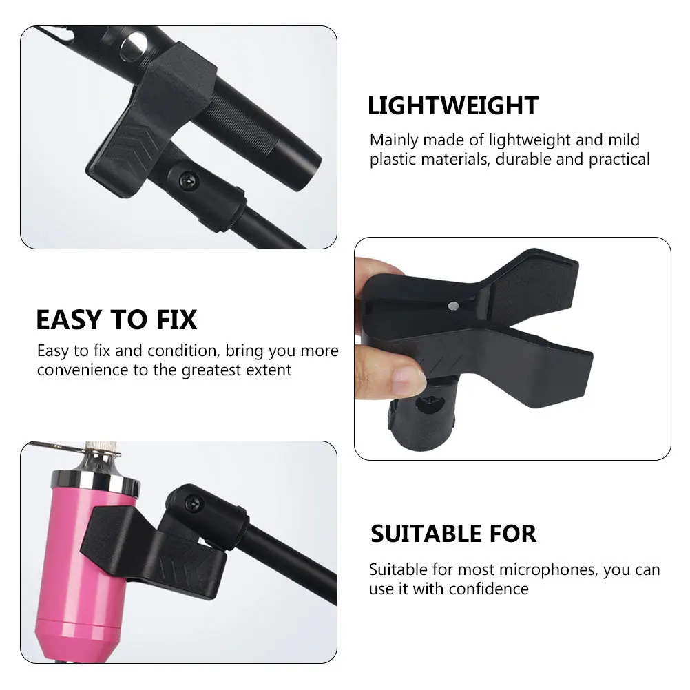 

5pcs Microphone Holder Clips Lightweight Durable Plastic Universal Mic Stand Mount For Most Microphones Clip Holder