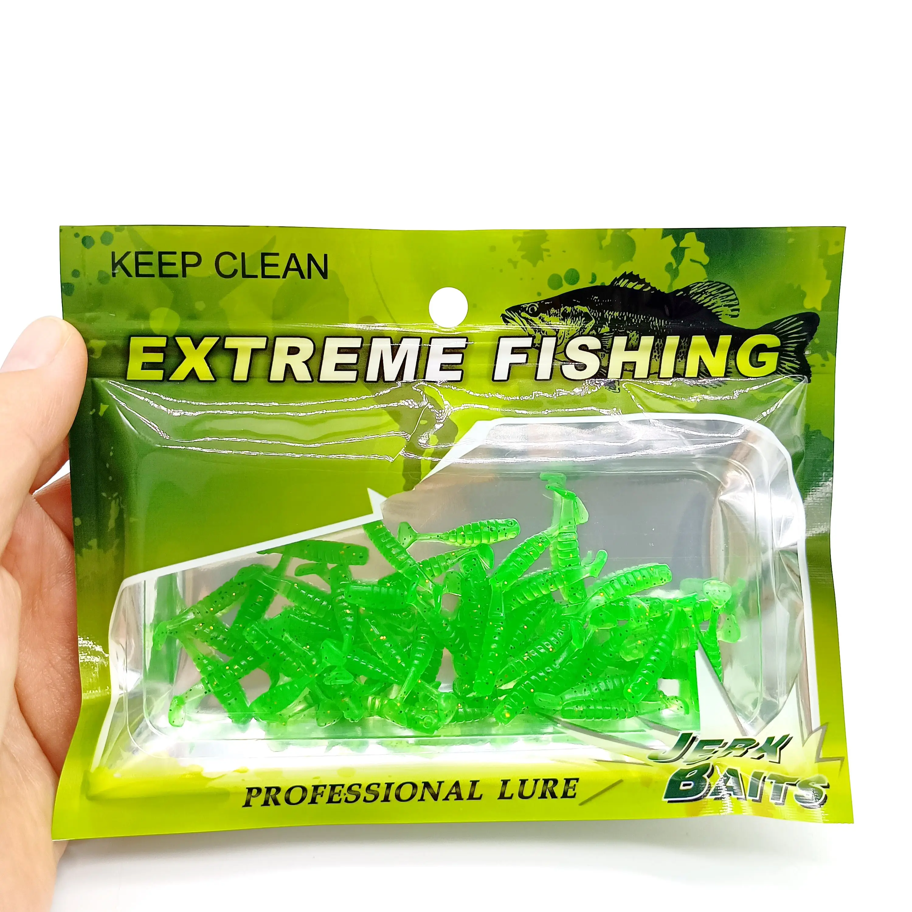 DUODUOYU 50PCS Mini T-tail Soft Fsihing Lures 0.2g/25mm Small Fish Artificial Bait Jig Wobblers Bass Pike Fishing Tackle