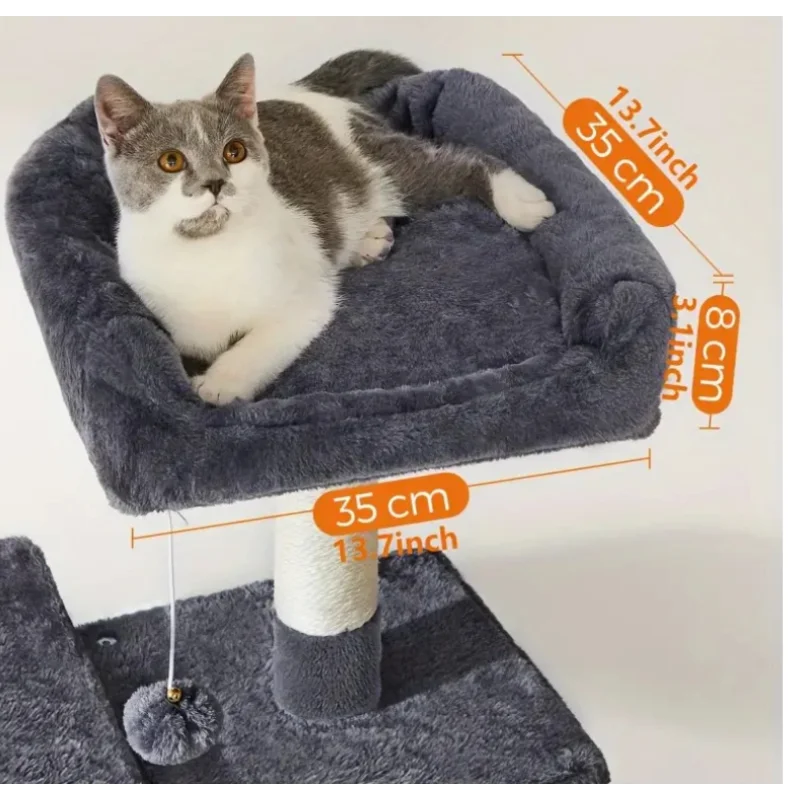 

Роскошный деревянный многоповерхностный кошачий дерево-башня розового цвета с лежанкой-гамаком и когтеточкой