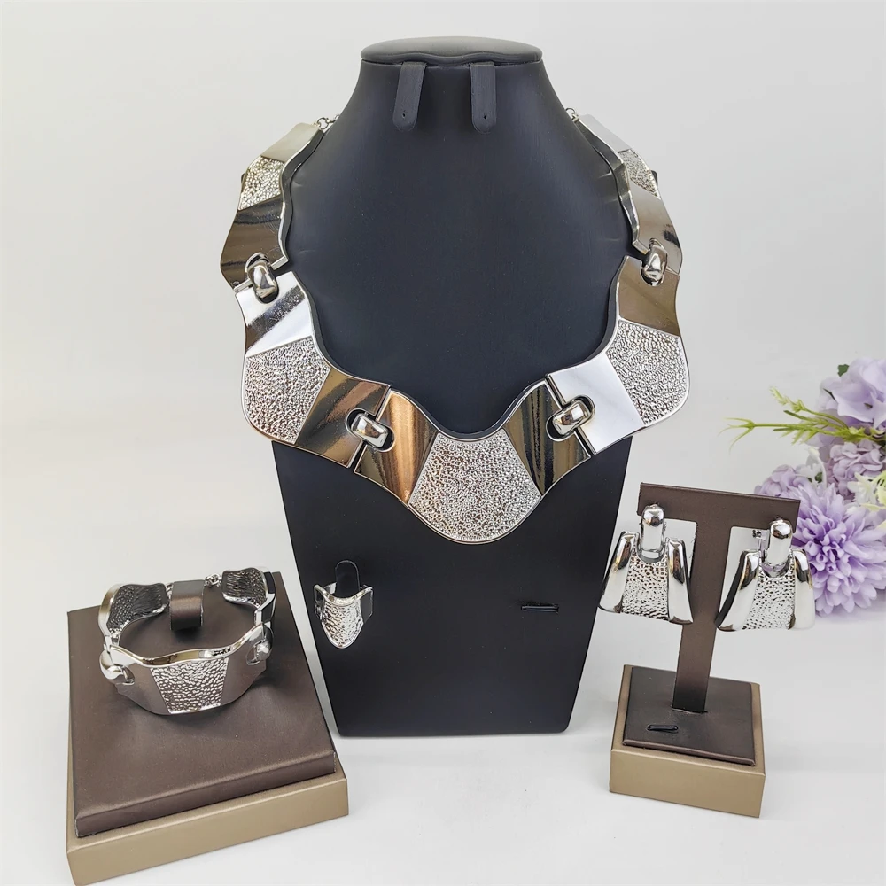 

Ювелирный набор STAR Dubai: серебряные серьги, колье, кольцо и браслет для женщин, свадебные украшения в африканском и индийском стиле