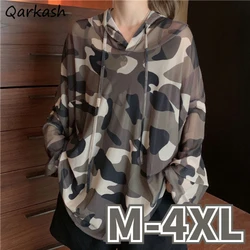 Camouflage Sunscreen Jackets Women Hooded Loose Aesthetic Vintage Thin Unisex Summer Casual Cool Streetwear Girlish Daily Basics
