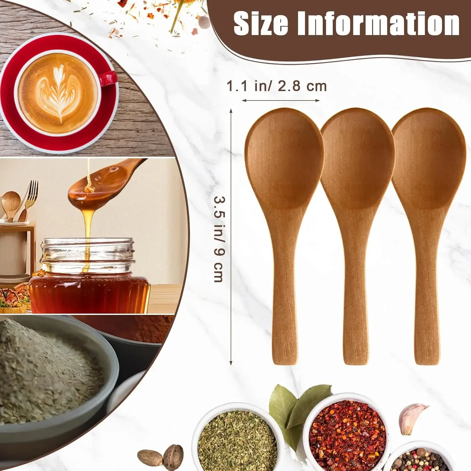50-300PCS Small Wooden Spoons 3.5''L Mini Wood Spoons Nature Tiny Spoons Little Teaspoons for Honey Jars Creamer Party Favors
