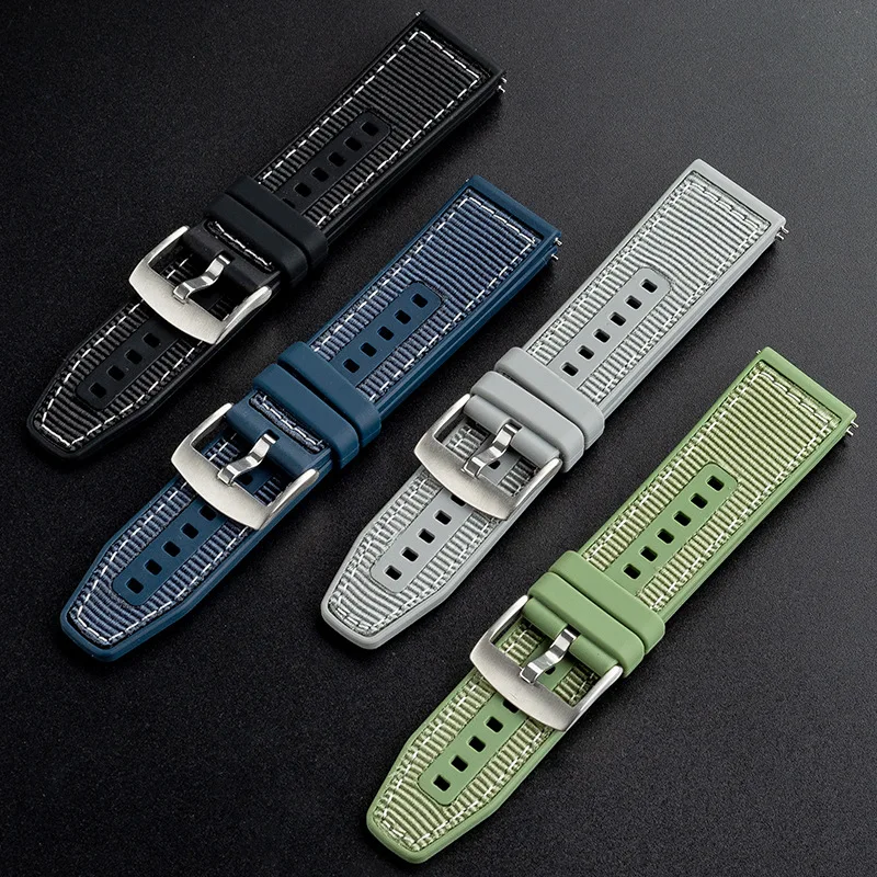 Correa de reloj de silicona y nailon de liberación rápida de 22mm para reloj GT4/5, correa de reloj deportiva resistente al agua de 46mm para accesorios universales de reloj