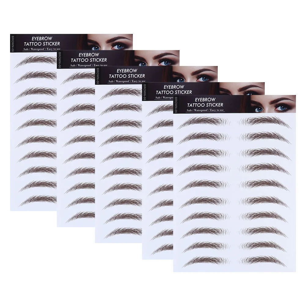 

5pcs Eyebrow Stickers Hair-Like Artificial Cosmetics Tool Stencils Waterproof Brown-02 Long-Lasting Suitable SparseEyebrows Safe