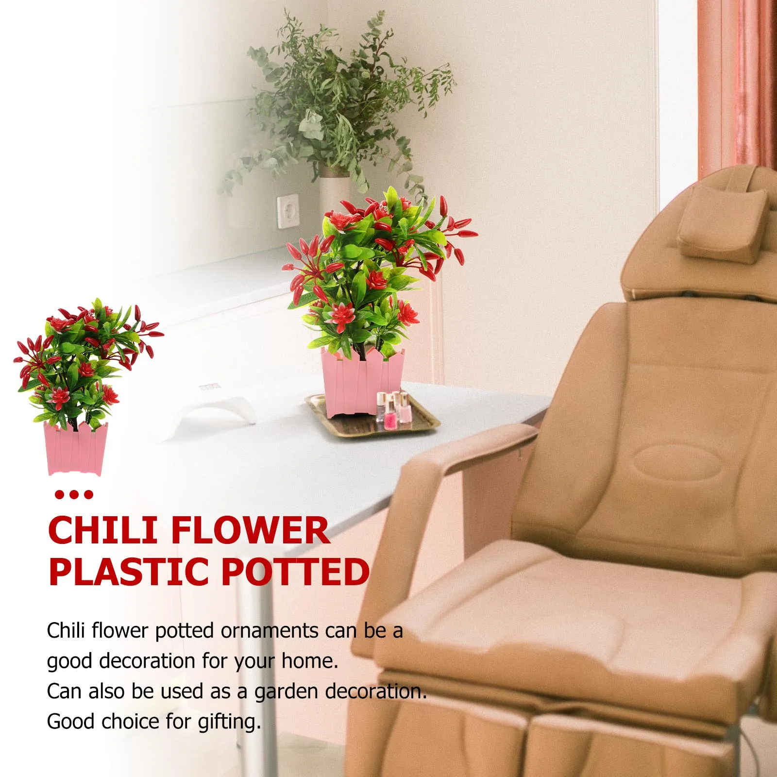 

Simulation Chili Potted Ornament Bright Color Artificial Pepper Plant Decor For Home Office Desktop Plastic Chili Flowerpot Fake