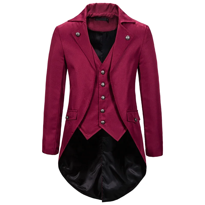 

Idopy Men's Autumn Winter Evening Dress Tailcoat Men's Lapel Punk Vintage Tuxedo Victorian Costume Suits Coat