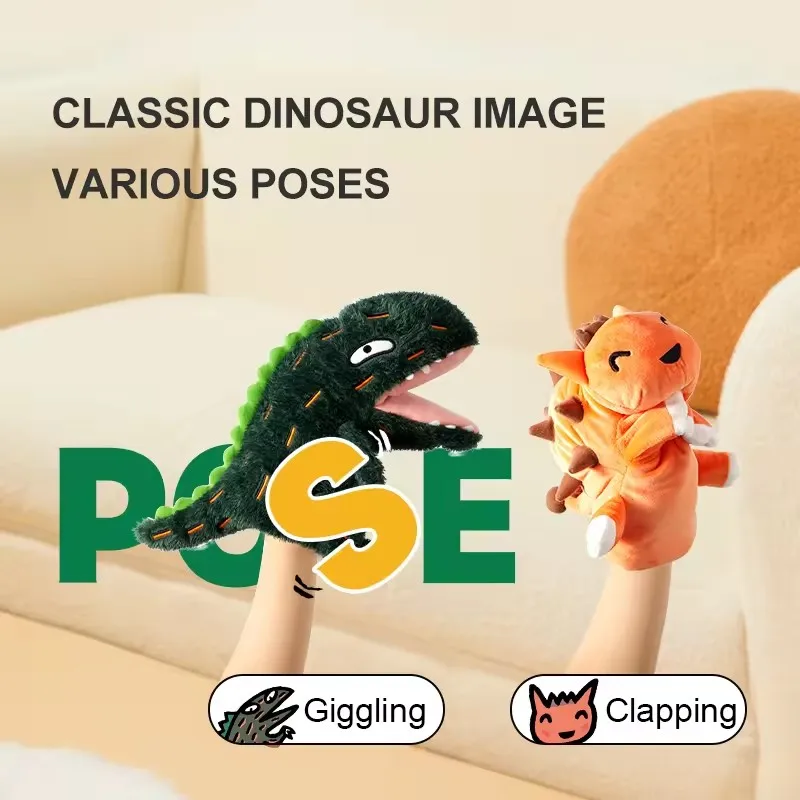 Mideer marionnette à main dinosaure bébé poupée apaisante artefact de couchage poupée bébé peut entrer serviette doigt couverture marionnette à main en peluche jouet