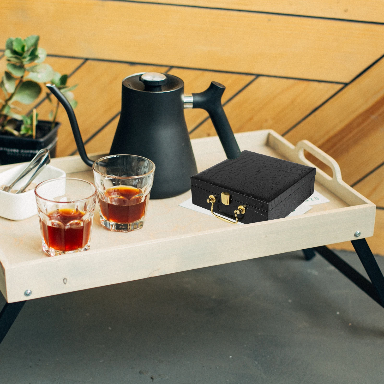 

Flip Top Tea Box Black Premium Cigar Storage Container Portable Organizer Gift Packaging Case Multifunctional Holder