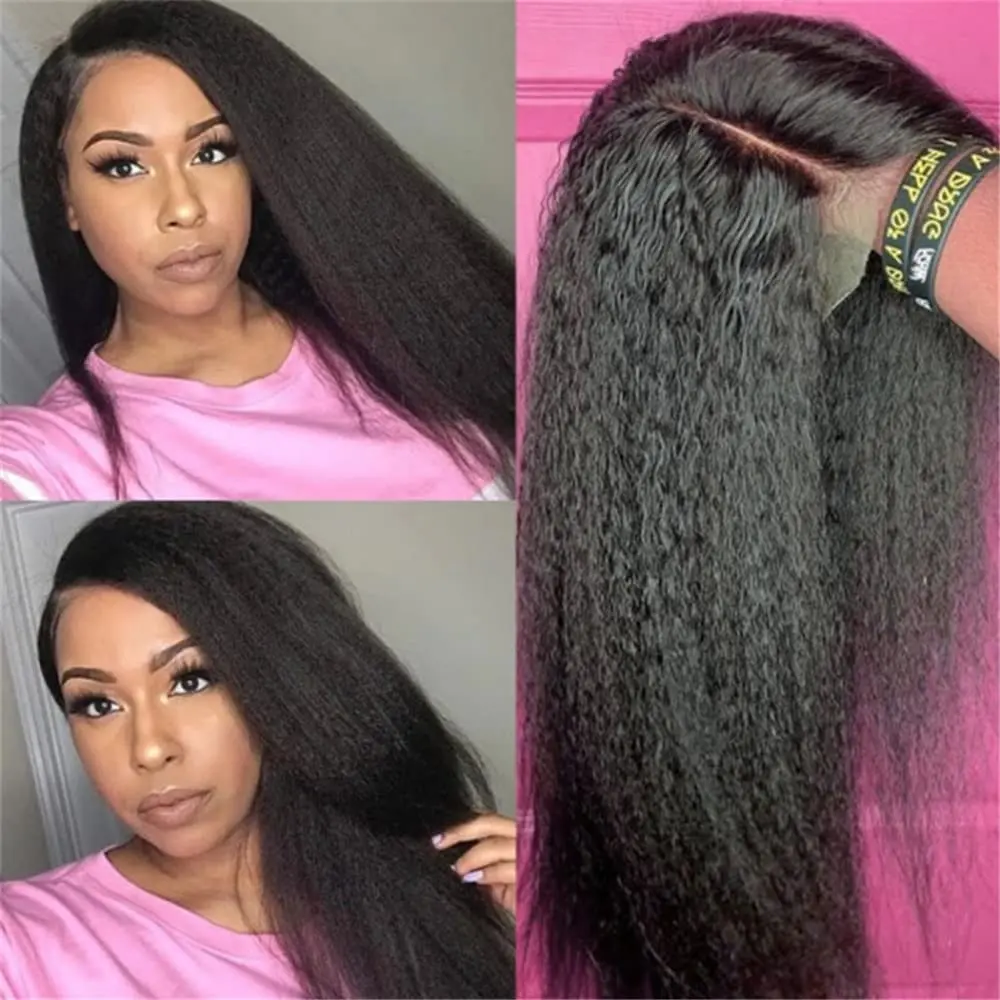 30 32 inch 5x5 Lace Closure Wigs Kinky Straight Human Hair Peruvian Wigs for Women Pre Plucked Transparent Lace Front Wigs Human