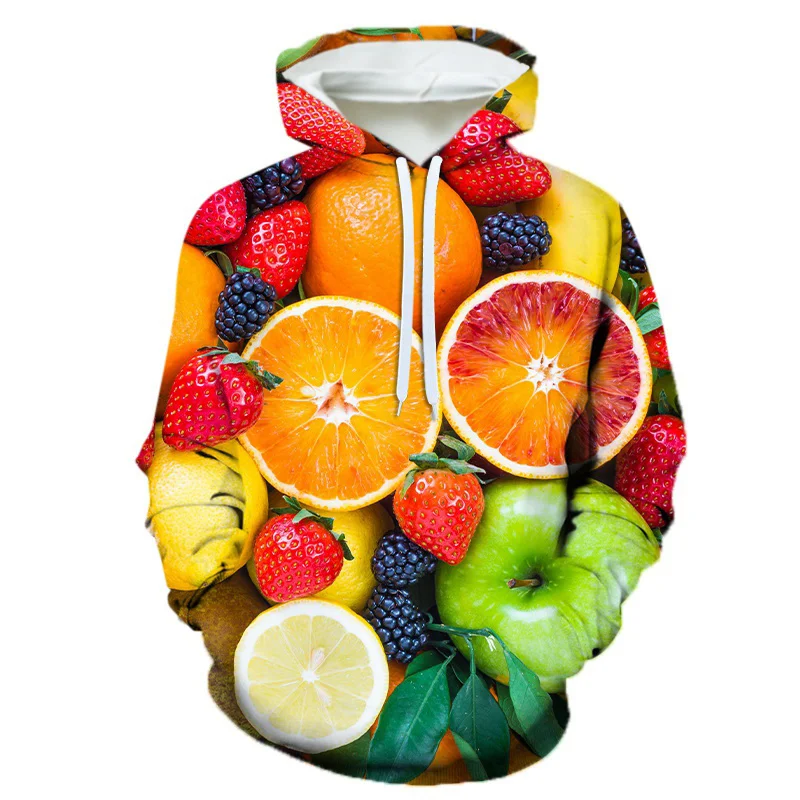 

3D Print Burger Fruit Hoodies For Men Women Chocolate Dessert Pattern Pullovers Casual Hooded Long Sleeves Sweatshirts Loose Top