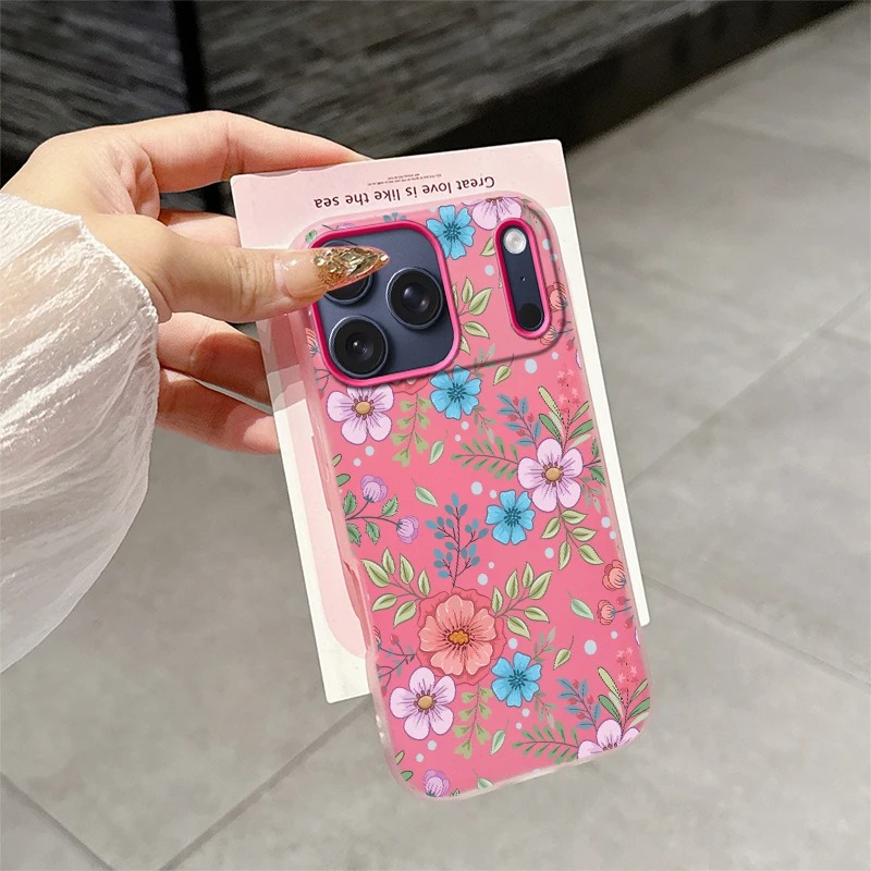 Przezroczyste etui na telefon iPhone 16 Pro 16e 15 Pro Max 11 14 13 12 17 Air Flower Soft Dual Layer Jelly 2 w 1 Matte Back Cover