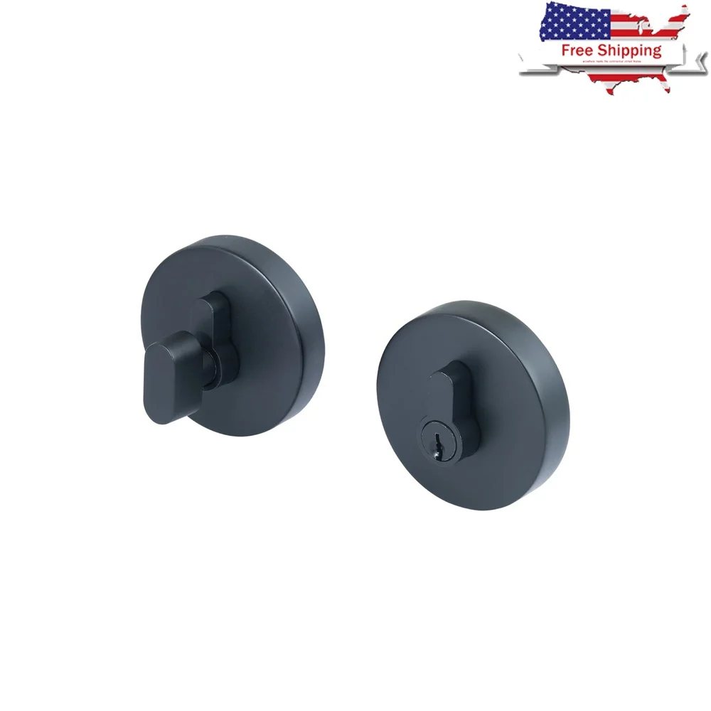 

Matte Black Round Single Cylinder Deadbolt ANSI Grade 3 Security Reversible Left Right Hand Doors Fits Standard Thickness