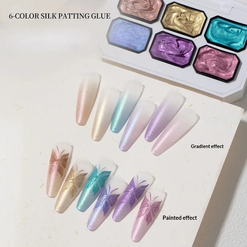 

6-Grid Patting Gel Set No Wipe Soak Off Patting Gel UV LED Iridescent Aurora Nail Polish Varnish For Manicure Decor Art Design