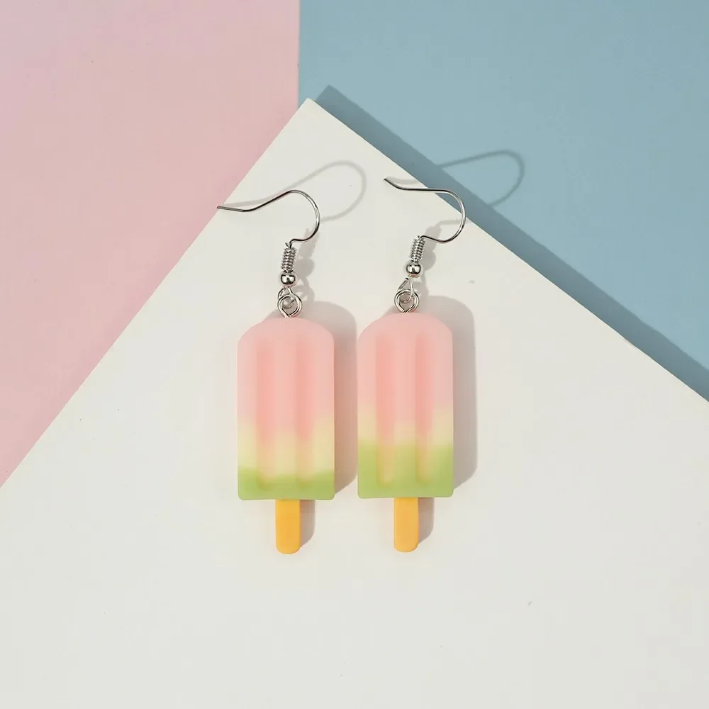 Food Ice Cream Popsicle Drop Earrings for Women Simple Jelly Colored Candy Resin Food Ear Jewelry Trend Creative Accessories
