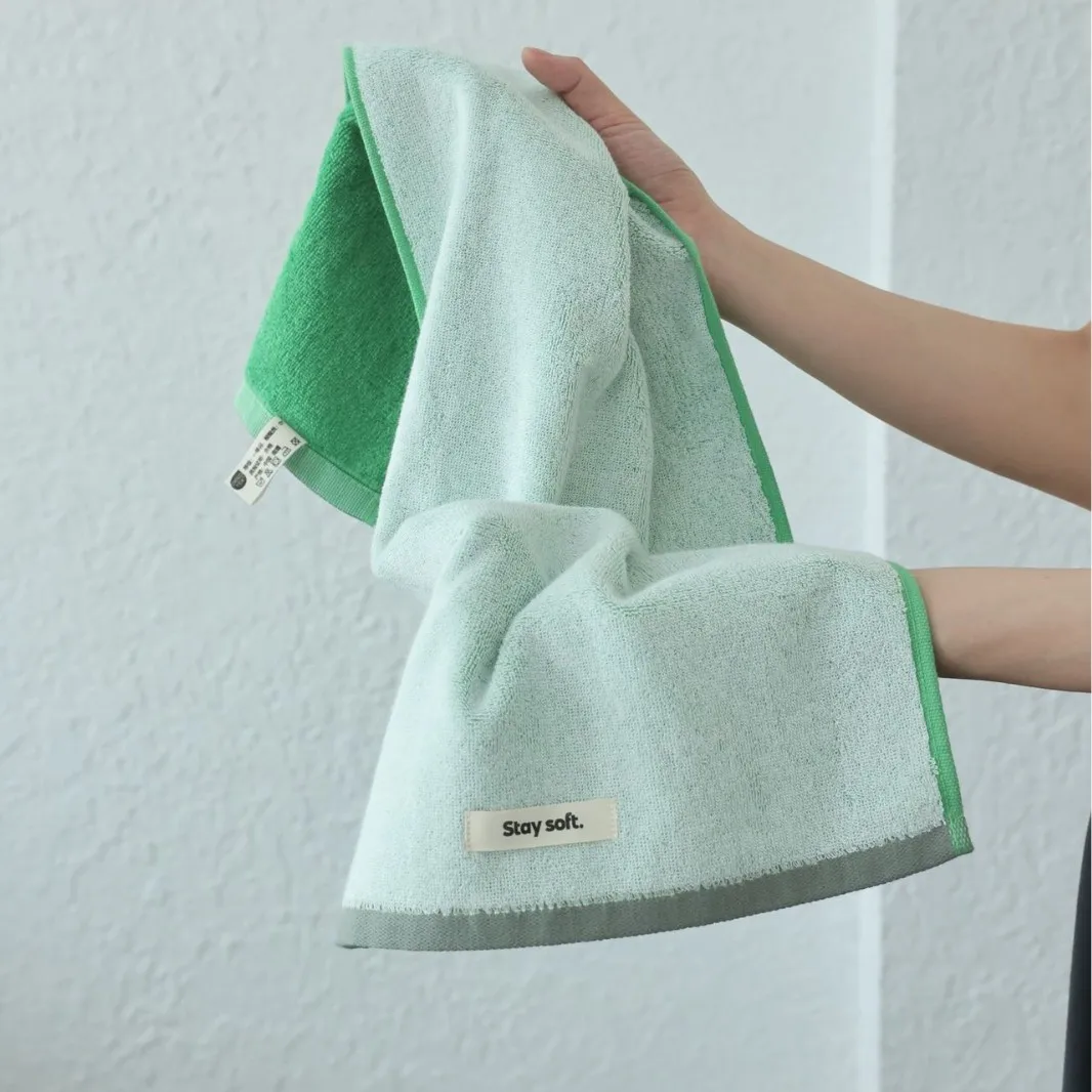 AB Kleurcontrastende handdoek van puur katoen Geweven handdoek Gekamde katoenen handdoek Huishoudelijke absorberende gezichtshanddoek, badhanddoek