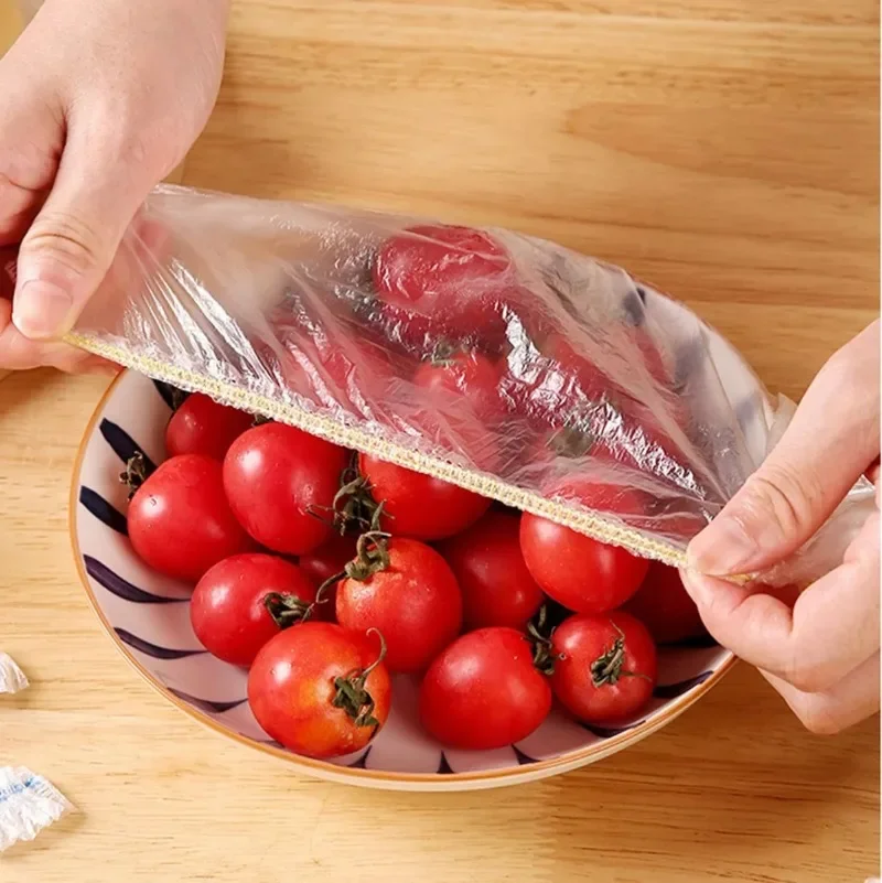 1500/100pcs Disposable Food Covers Kitchen Fresh-keeping Food Cover Saran Warp  Plastic Elastic Packaging Storage Bags Wholesale