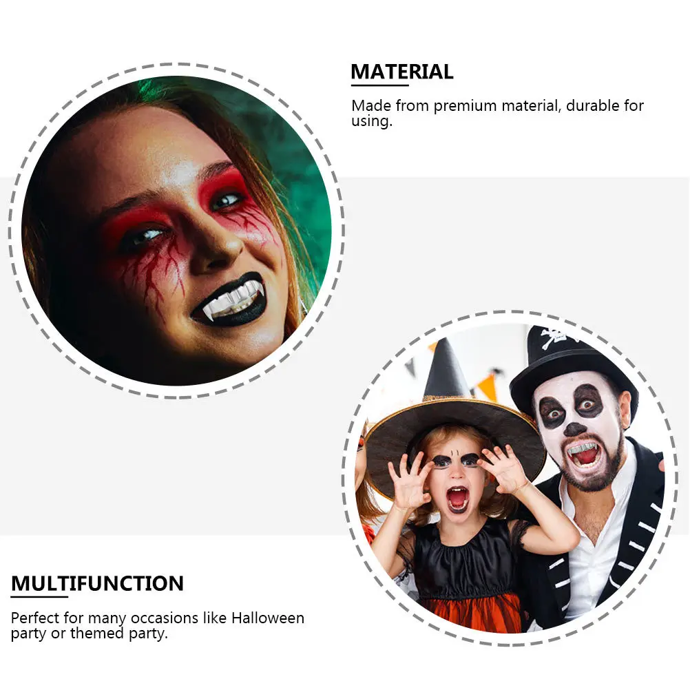 

2Pcs Wolf Teeth Decor Halloween Party Supplies Premium Copper Material Scary Accessory for Pranks and Decoration