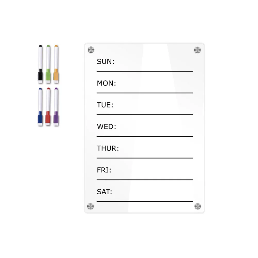 Stay for on top of your schedule with the for acrylic Refrigerator Weekly Calendar Set includes memo board and writable markers