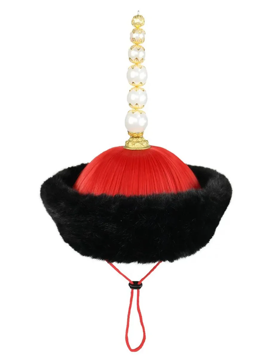 Chiński starożytny kapitan z dynastii Qing, książę, cesarz, kapelusz do cosplayu, nakrycie głowy dla dorosłych, zabawny strój karnawałowy do cosplayu z filmów i seriali.