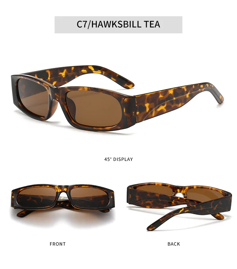 Schwarze Sonnenbrille im Hiphop-Stil mit schmalem Rahmen für Herren im Retro-Stil, mühelose orangefarbene Sonnenbrille UV400 – Detail 12