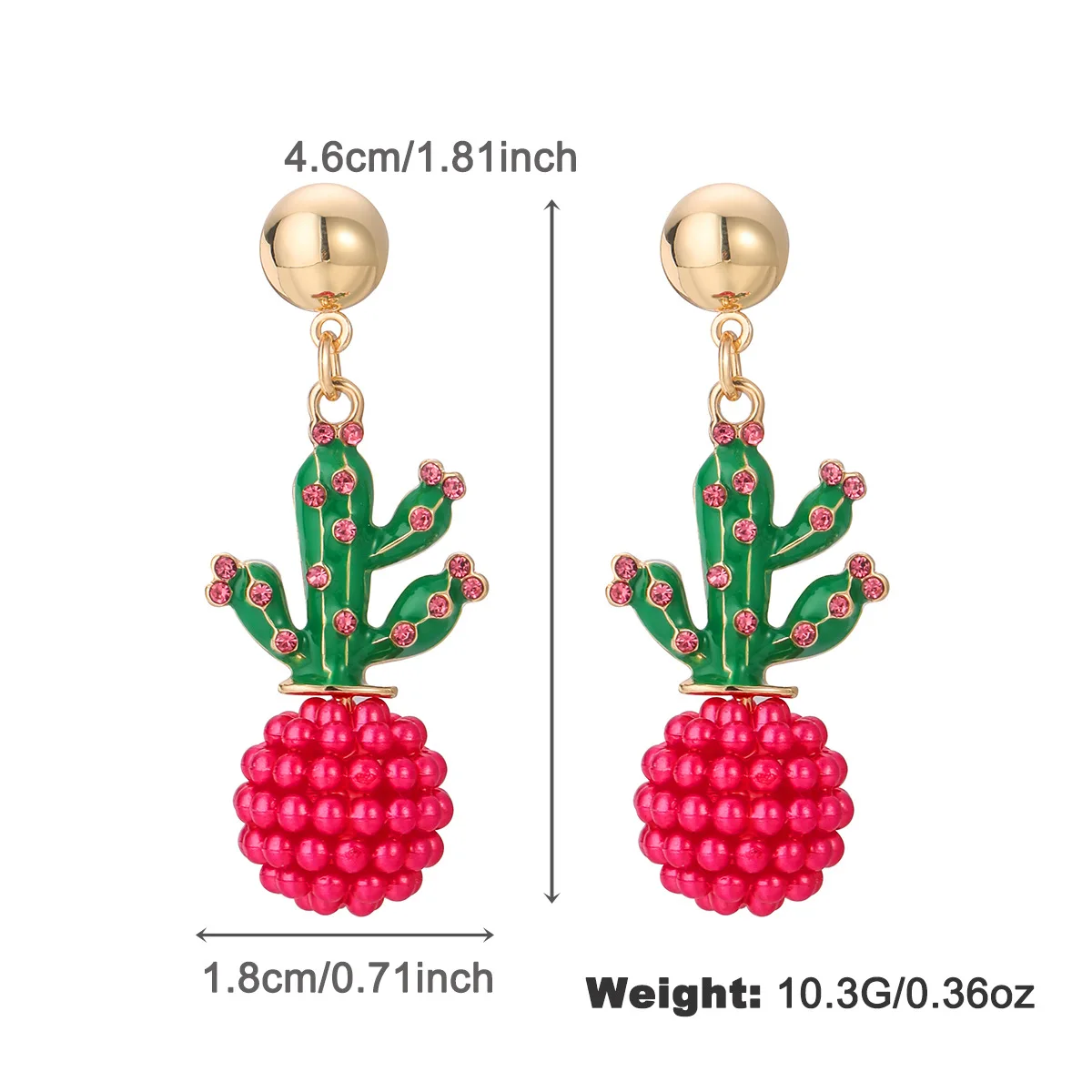 Enamel Dripping Oil Cactus Earrings Fashionable Western Cowboy Style Cross border Retro Trend Alloy Earrings