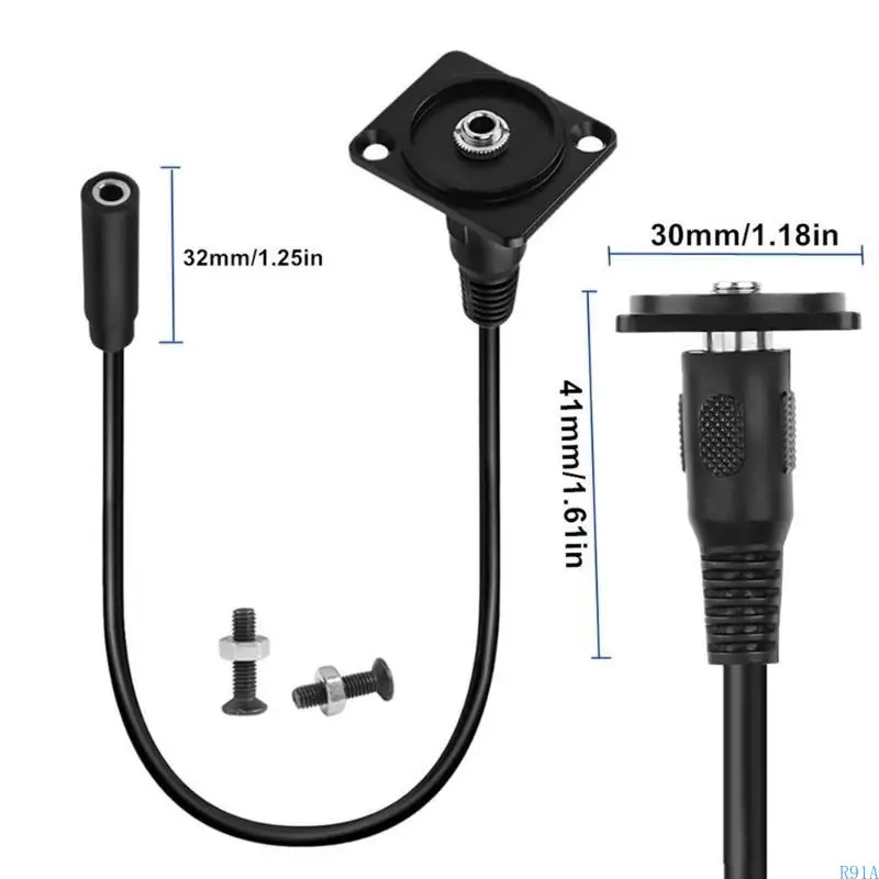 R91A TRS 1/8 Connettore pannello stereo TRS 3,5 mm Cavo da maschio/femmina a femmina attraverso il supporto del pannello per