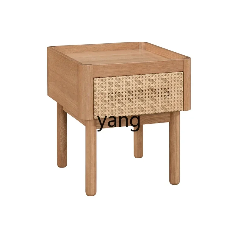 CX Nordic solid wood rattan bedside table bedroom simple modern light luxury storage bedside cabinet locker