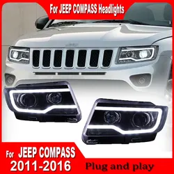 Car Headlight For Jeep Compass 2011-2016 Grand Cherokee LED Headlamps Styling Dynamic Turn Signal Lens Auto Accessories Assembly