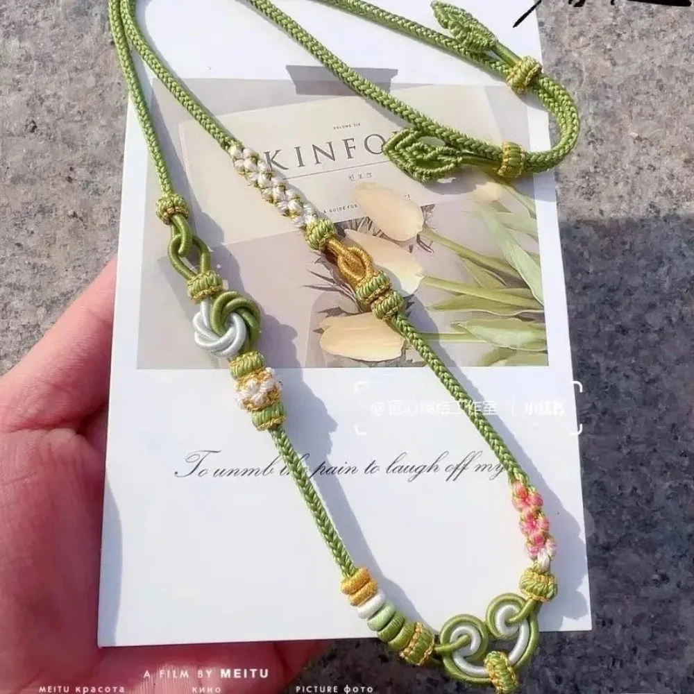 Handmade Eight-Strand Woven Rope, Gold Lanyard Pendant, Jadeite Necklace Pendant, Jade Adjustment Pendant Rope