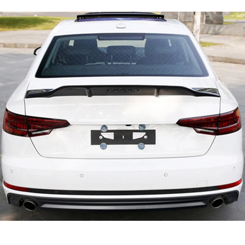 CEYUSOT For Real Carbon Fiber Car Spoiler WING Audi A4 S4 B9 Sedan Auto Trunk Rear Lip Wing Tail Auto Parts R Style 2017-2021