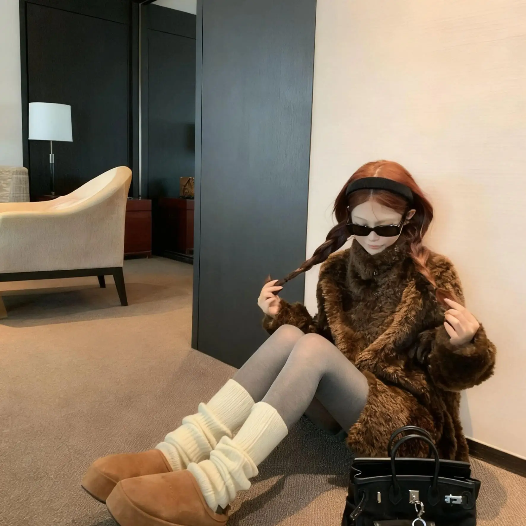 Women Faux Shearling Fur Coats Solid Fur Jackets Cotton Linen Stand Collar Long Sleeves Single Breasted Loose Casual 2026 Winter