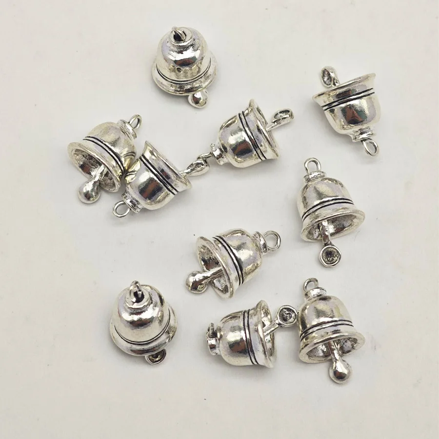 Julie Wang 25PCS Small Bell Shape Charms Antique Silver Color Alloy Pendant Jewelry Making Necklace Bracelet Findings Accessory