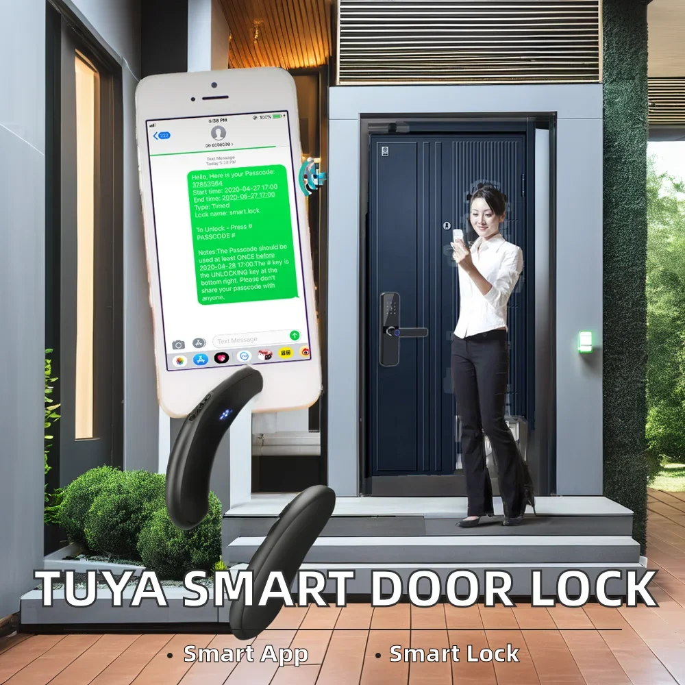 Tuya Smart Door Lock with Password Recognition and Fingerprint Automatic Biometric Security Smart Lock Featuring Camera