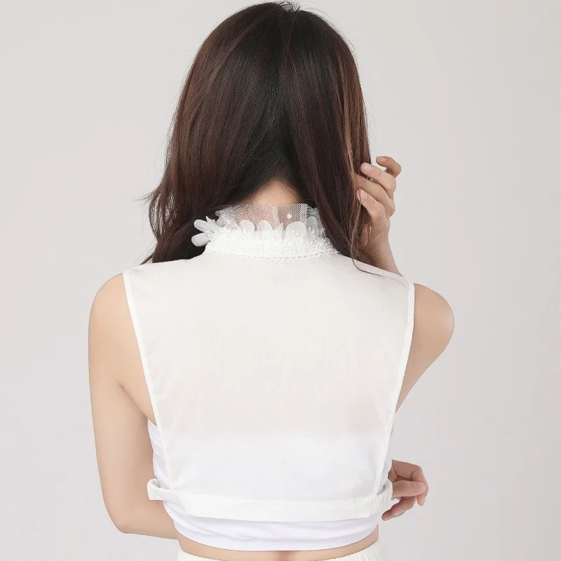 طوق كاذبة لسترة الدانتيل الإناث قميص طوق الشيفون الدانتيل وهمية طوق الشيفون للإناث سترة الموضة لباس غير رسمي