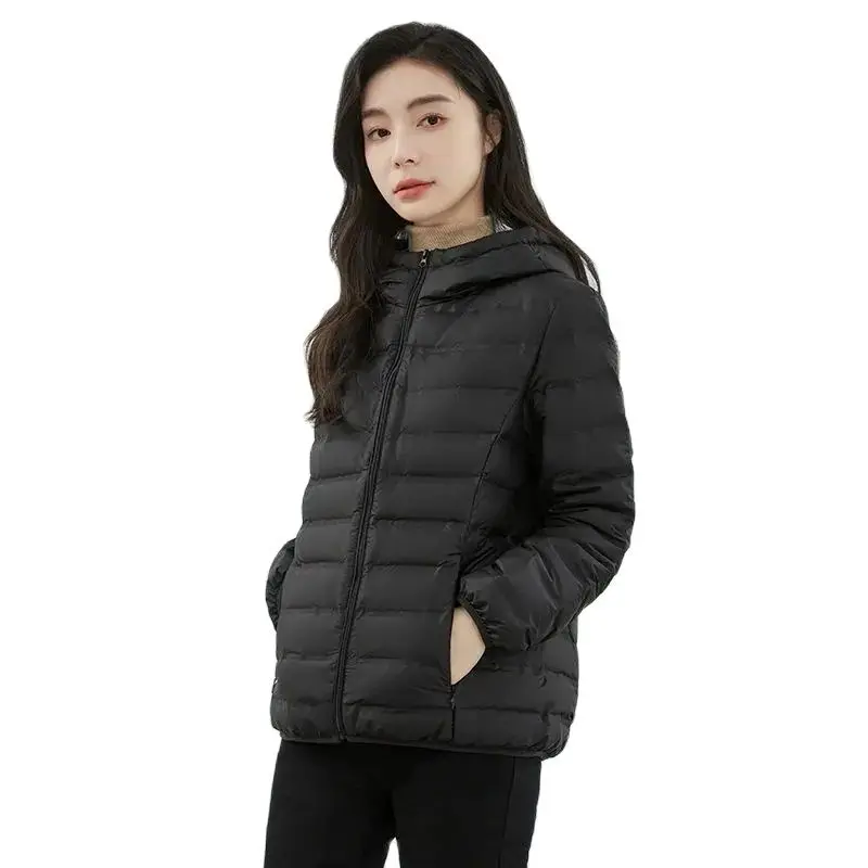 (Down jacket foundry) Duck Down Jacket Female Short Fashion Hooded Slim Gradient Warm Temperament Coat Female Tide.