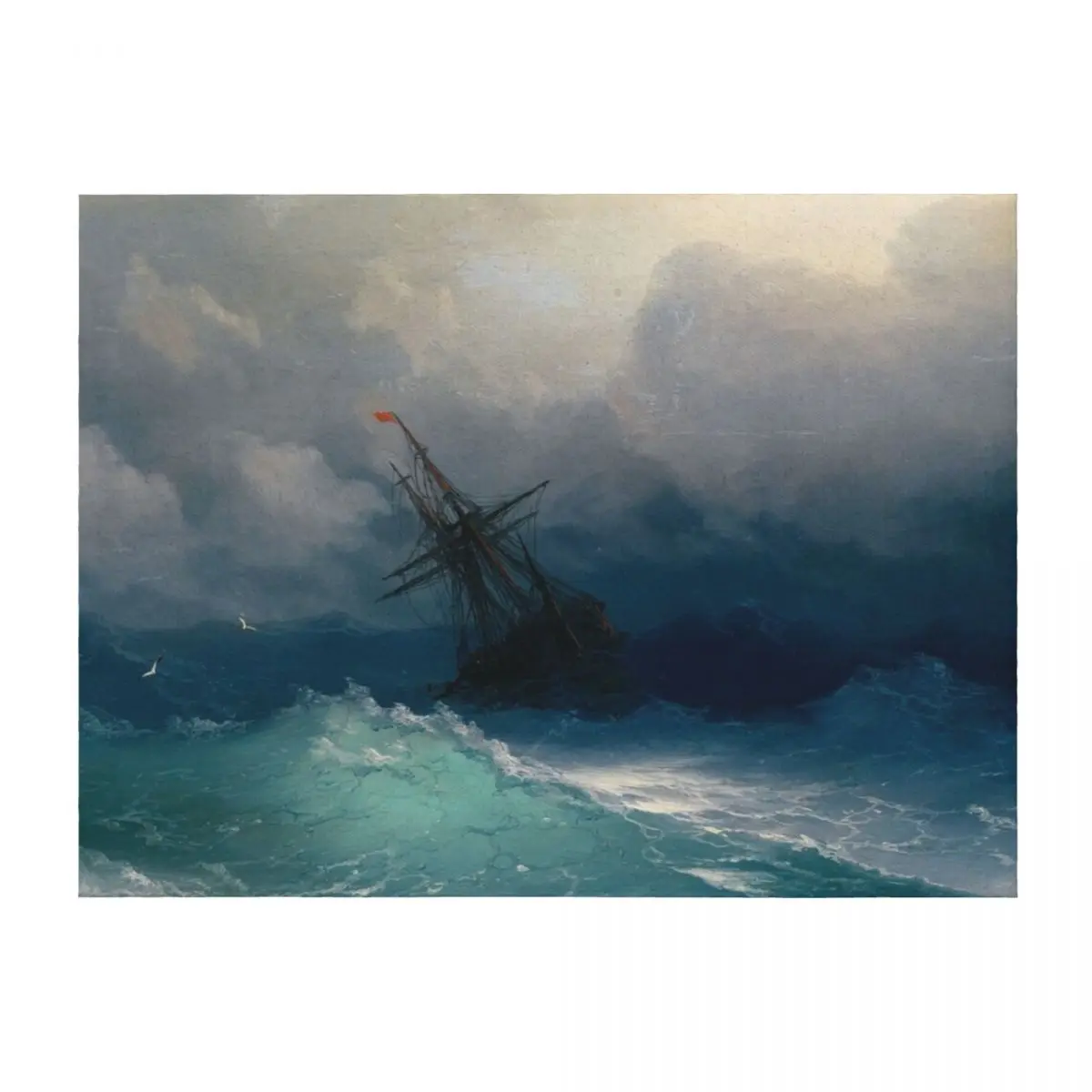 

Ship on Stormy Seas by Ivan Aivazovsky Throw Blanket Summer Nap Decorative Throw Furrys Blankets