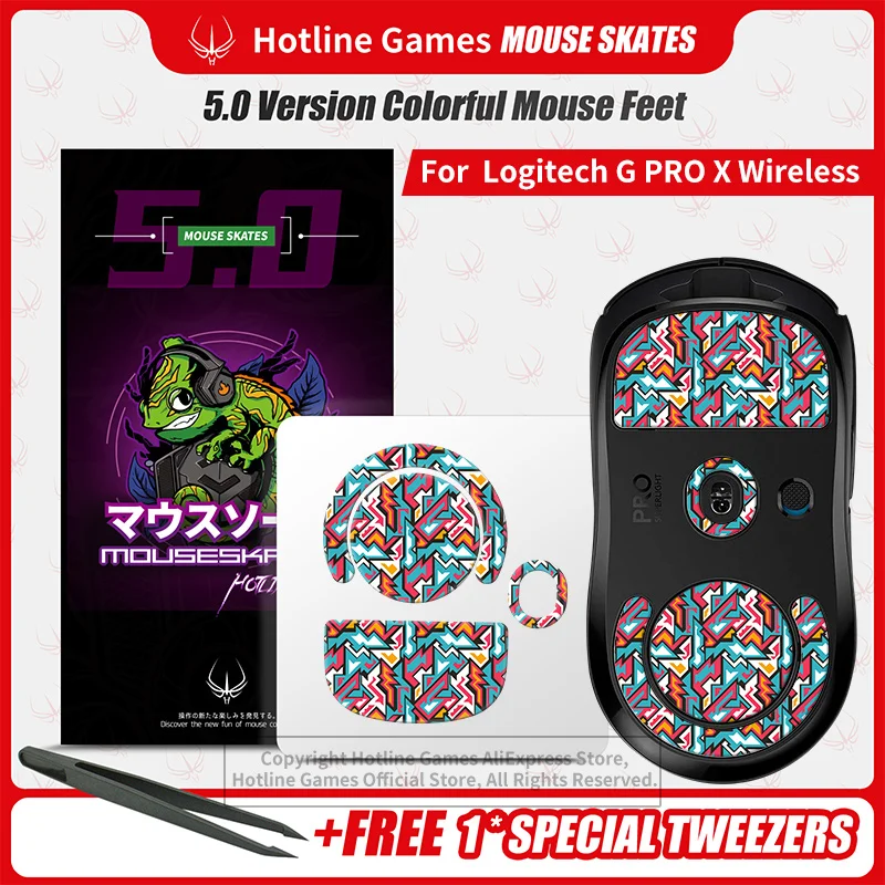 Hotline Games 5.0 Colorful Mouse Feet Skates for Logitech G PRO X Superlight Wireless GPW Gaming Mouse Feet Replacement,0.8mm