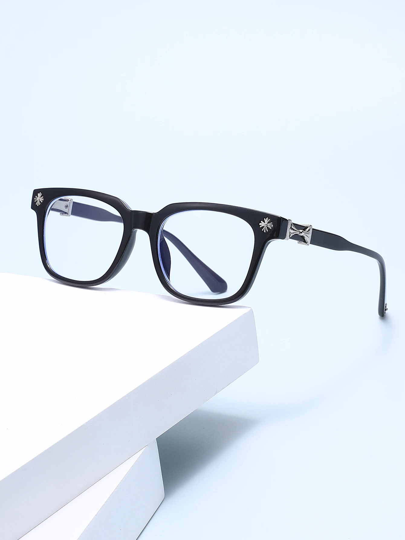LINGBARGEN Stilvolle Eckige Anti-Blaulicht-Computerbrille für Männer und Frauen Leichte Dekorative Brillen mit Klaren Gläsern – Detail 4