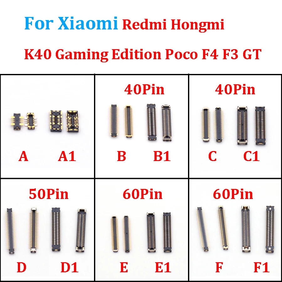 2Pcs Lcd Display Screen FPC Connector Usb Charger Plug For Xiaomi Redmi Hongmi K40 Gaming Edition Poco F4 F3 GT 40 50 60 Pin