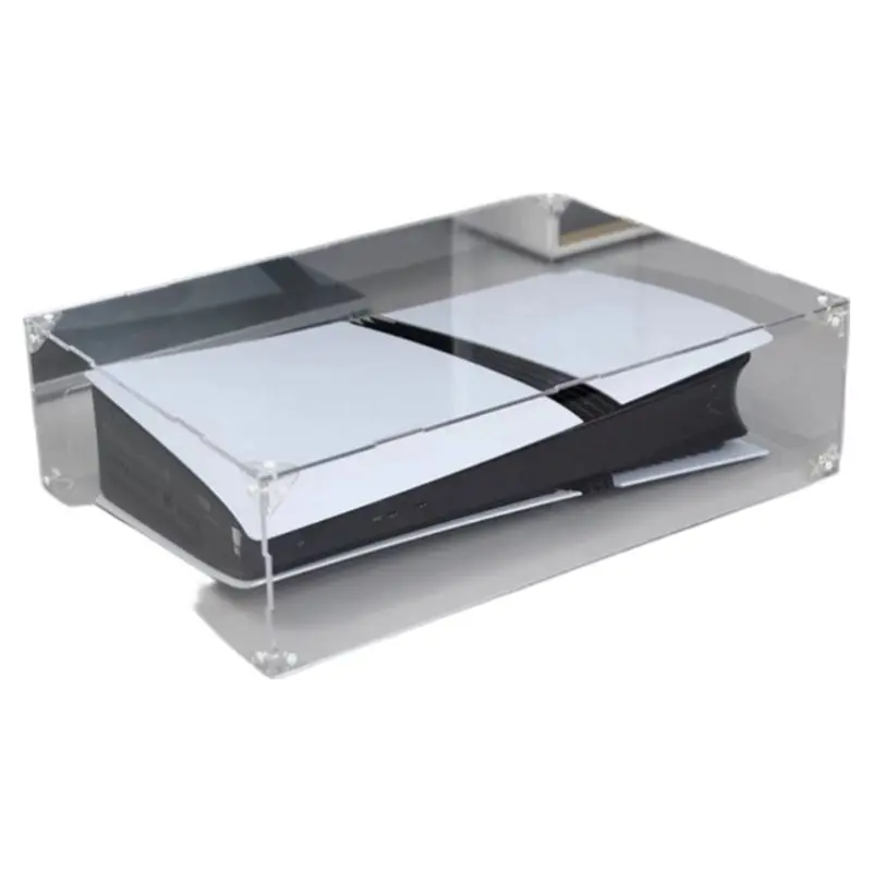 Pour PS5 Pro/Slim Edition avec lecteur optique, housse transparente en acrylique pour console de jeu horizontale, protection contre la poussière, dissipation de la chaleur