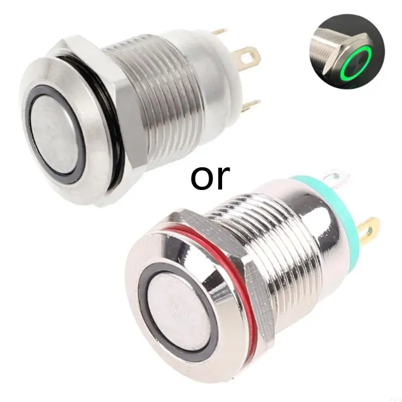 

2025 New 12mm LED illuminated Metal Momentary Push Button Boat Car 3A/220V for DC