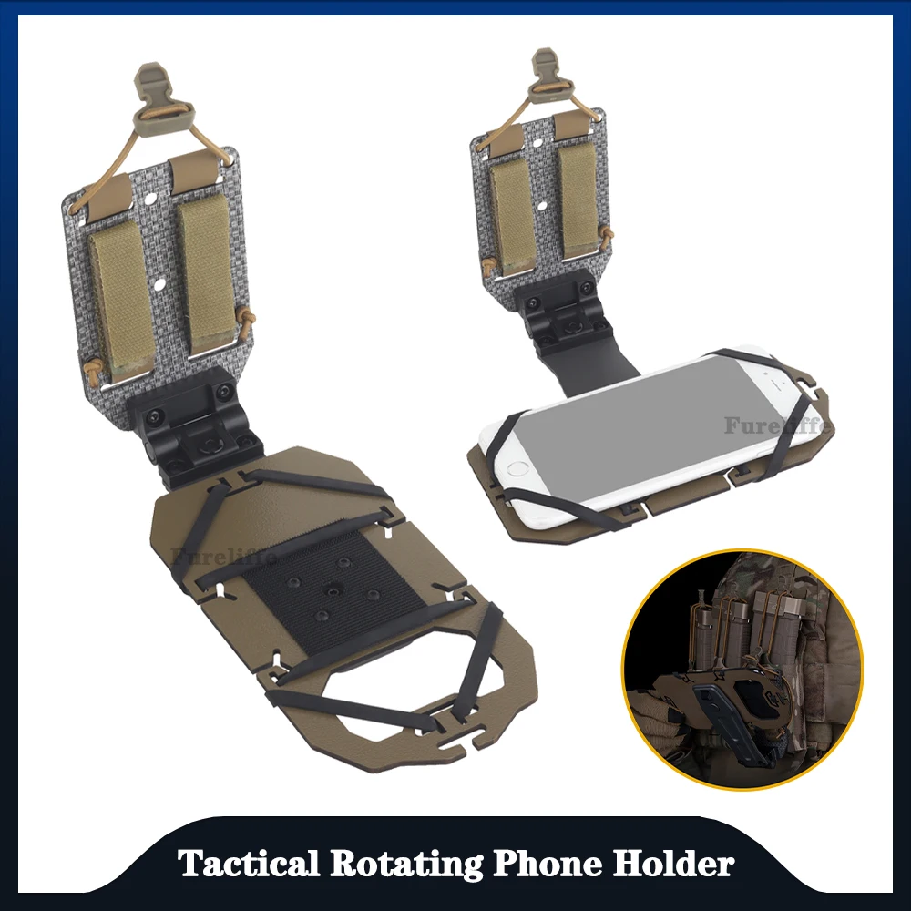 

Tactical Swivel Folded Adjustable Smartphone Stand MOLLE Holder Accessories Cell Phone Carrier Plate Navigation Hunting Shooting