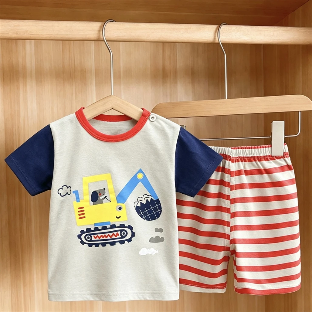 1 2 3 4Years Old Small Child Trendy Costume Short-sleeved Tracksuits Cute T Shirt Solid Color Shorts Boys Casual Sports Wear