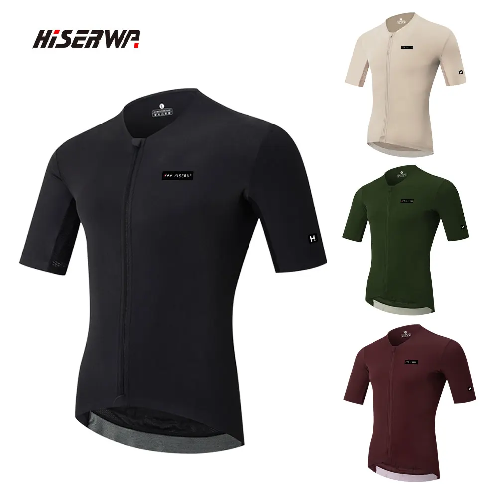 

HISERWA Men Cycling Jersey High Quality MTB Road Bicycle Clothing Slim Fit SPF 50+ Breathable Bike Shirt Maillot Ciclismo Hombre